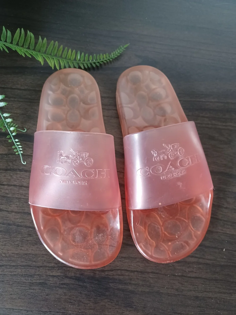 Coach Ulyssa Jelly Pool Slides Tangerine/Melon - Picture 3 of 7